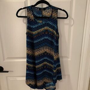MADE BY JOHNNY Tank Top Womens Size M Blue Paisley Tunic Comfort Casual‎ Hippie